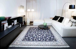 Bedroom interior with carpet on the wall photo
