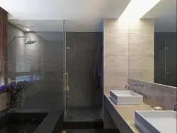 Bathroom design without bathtub with tray