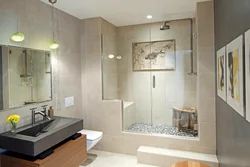 Bathroom design without bathtub with tray