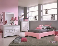 Bedroom interior photo in pink tones photo