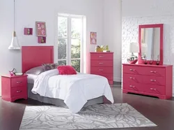 Bedroom interior photo in pink tones photo