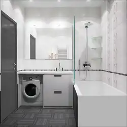 Дизайн маленькой ванны с раковиной и стиральной машинкой