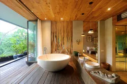 Ceiling slats photo in the bath