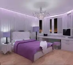 Bedroom design in purple tones