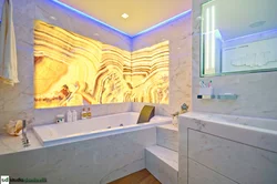 Onyx tiles in the bathroom interior photo