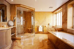 Onyx tiles in the bathroom interior photo