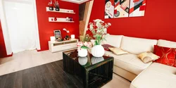 Living Room Design With Red Color