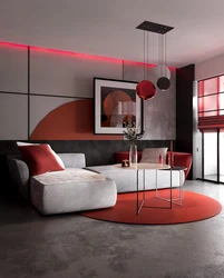 Living Room Design With Red Color