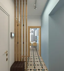 Hallway made of wooden slats, photo in the interior