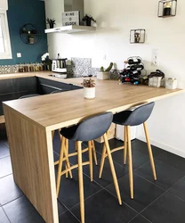 Bar counters in the kitchen instead of tables photo