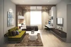 Living room design 15 sq m photo with zoning