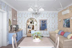 Provence wallpaper in the living room interior photo