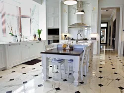 What tile is better to put on the floor in the kitchen photo