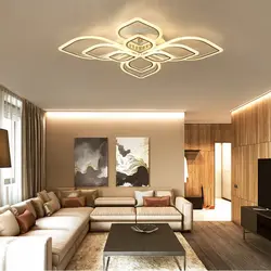 Design of suspended ceilings in the living room photo with lighting