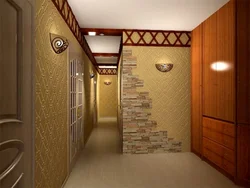 Design of walls in an apartment made of tiles photo