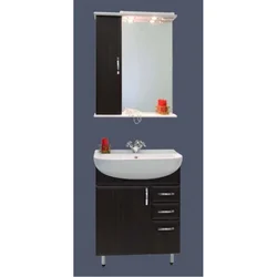 Kabinet və güzgü fotoşəkili ilə vanna otağı lavabo