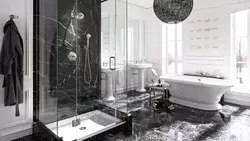 Black And White Marble Tiles In The Bathroom Photo Design