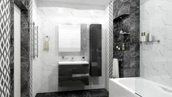 Черно Белая Плитка Под Мрамор В Ванной Фото Дизайн
