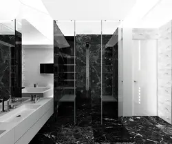 Черно Белая Плитка Под Мрамор В Ванной Фото Дизайн