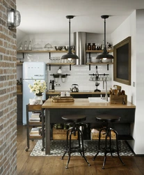 Интерьер белой кухни в стиле лофт