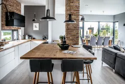 White kitchen interior in loft style