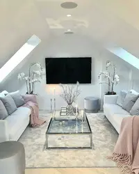 Living room interior in the attic