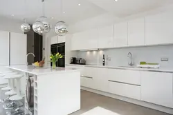 White glossy kitchens in the interior real photos