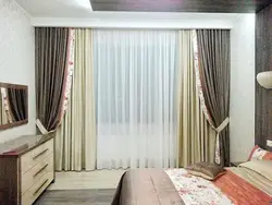 Камбінаваныя шторы для спальні фота з 2х кветак