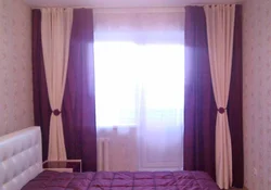 Камбінаваныя шторы для спальні фота з 2х кветак