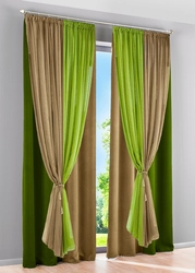 Combined curtains for the bedroom photo of 2 colors
