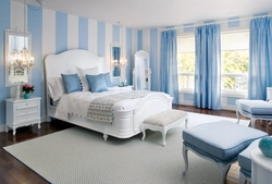 Blue blue bedroom interior