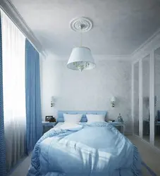 Сіне блакітны інтэр'ер спальні