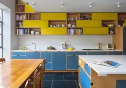 Yellow-Blue Kitchen In The Interior Photo