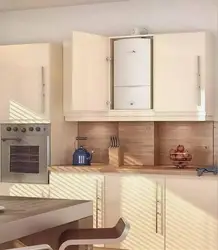 Kitchen interior with gas boiler on the wall