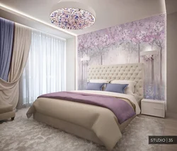 Bedroom in beige pink tones design