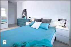 Bedrooms in gray-blue tones interior