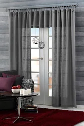 Curtain design for the kitchen with gray wallpaper