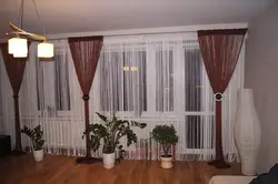 Curtain Design For A Living Room With A Balcony Door On A Ceiling Cornice