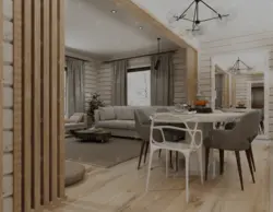 Living room interior house made of laminated veneer lumber