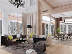 Living Room Interior House Made Of Laminated Veneer Lumber