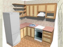 Small kitchen design built-in refrigerator