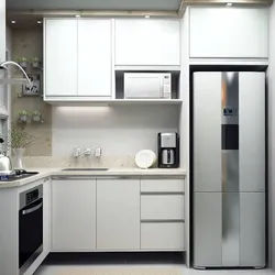 Small kitchen design built-in refrigerator