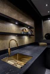 Kitchen interior gold and black