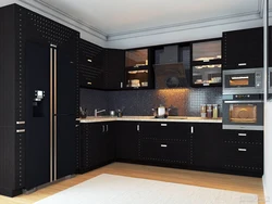 Kitchen interior gold and black