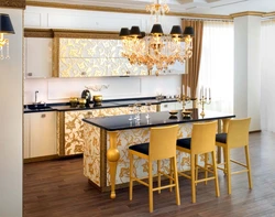 Kitchen interior gold and black