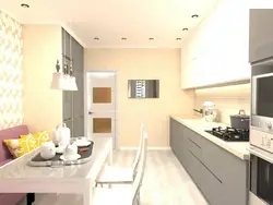 Kitchen 12 square meters design rectangular with balcony