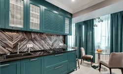 Emerald kitchen in a modern style interior