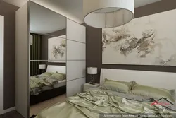 Bedroom design 12 sq m with balcony and wardrobe