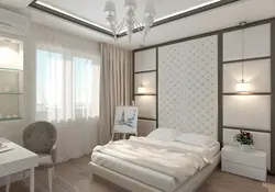 Bedroom design 12 sq m with balcony and wardrobe