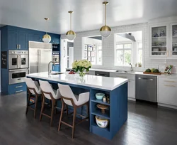 Kitchen white blue design